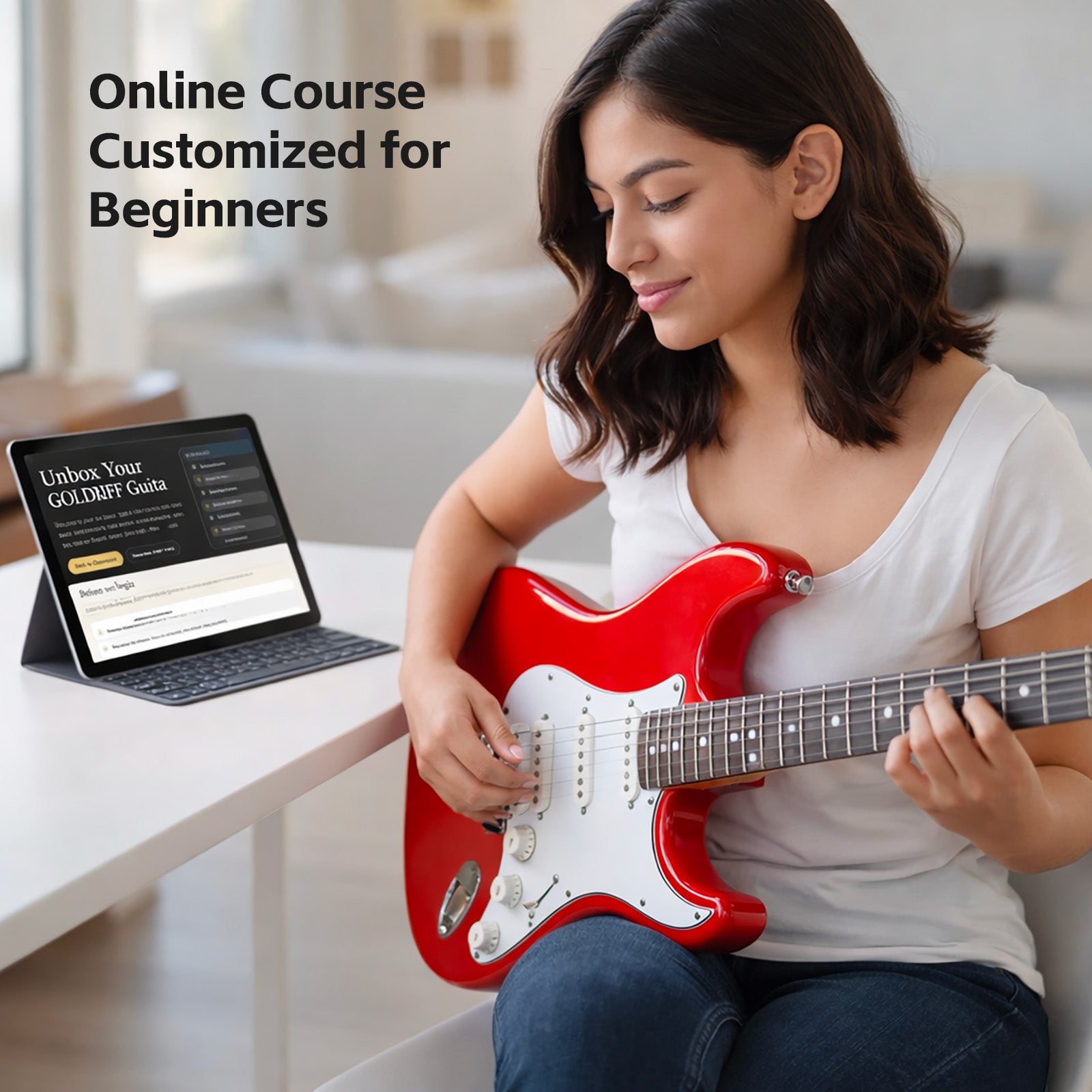 GOLDRIFF Beginner Electric Guitar Kit with 10W BT Amp - All-in-One Starter Bundle