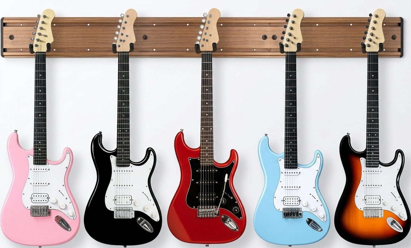Guitar Wall Mount Hangers - Holds 5 Guitars