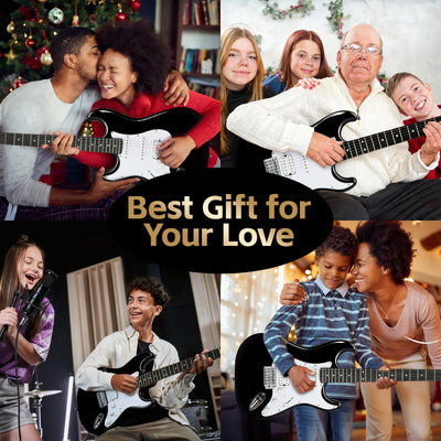 GOLDRIFF black electric guitar as a holiday or birthday gift for teens, kids and families celebrating together#color_black