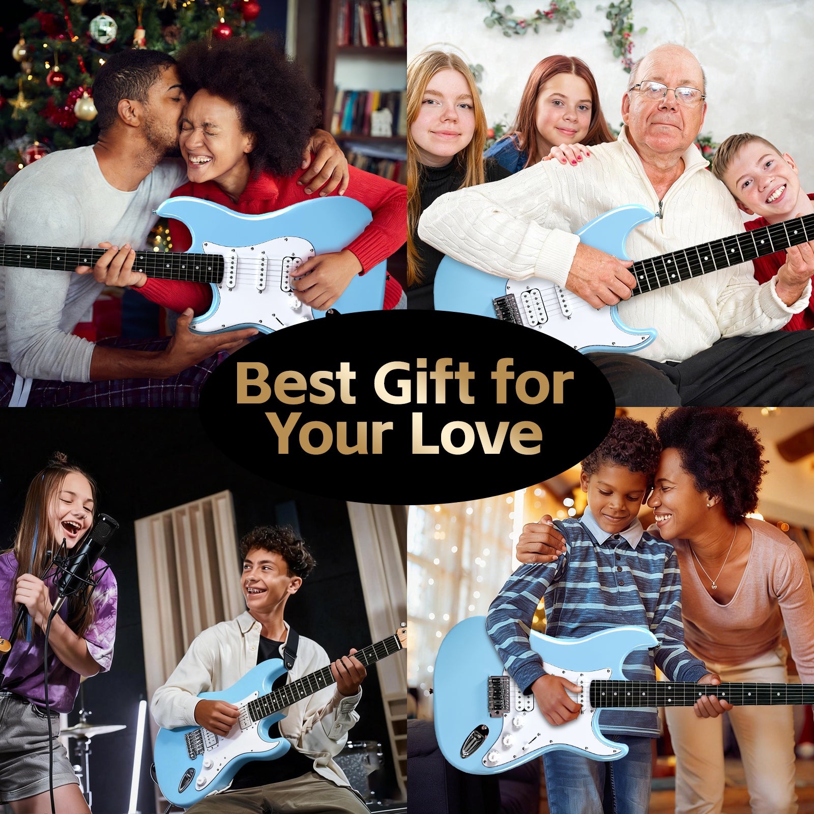 GOLDRIFF blue electric guitar as a holiday or birthday gift for teens, kids and families celebrating together#color_powder-blue