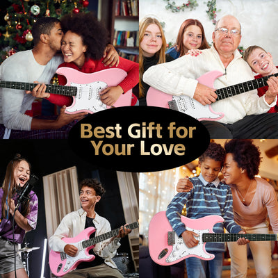 GOLDRIFF pink electric guitar as a holiday or birthday gift for teens, kids and families celebrating together#color_pink