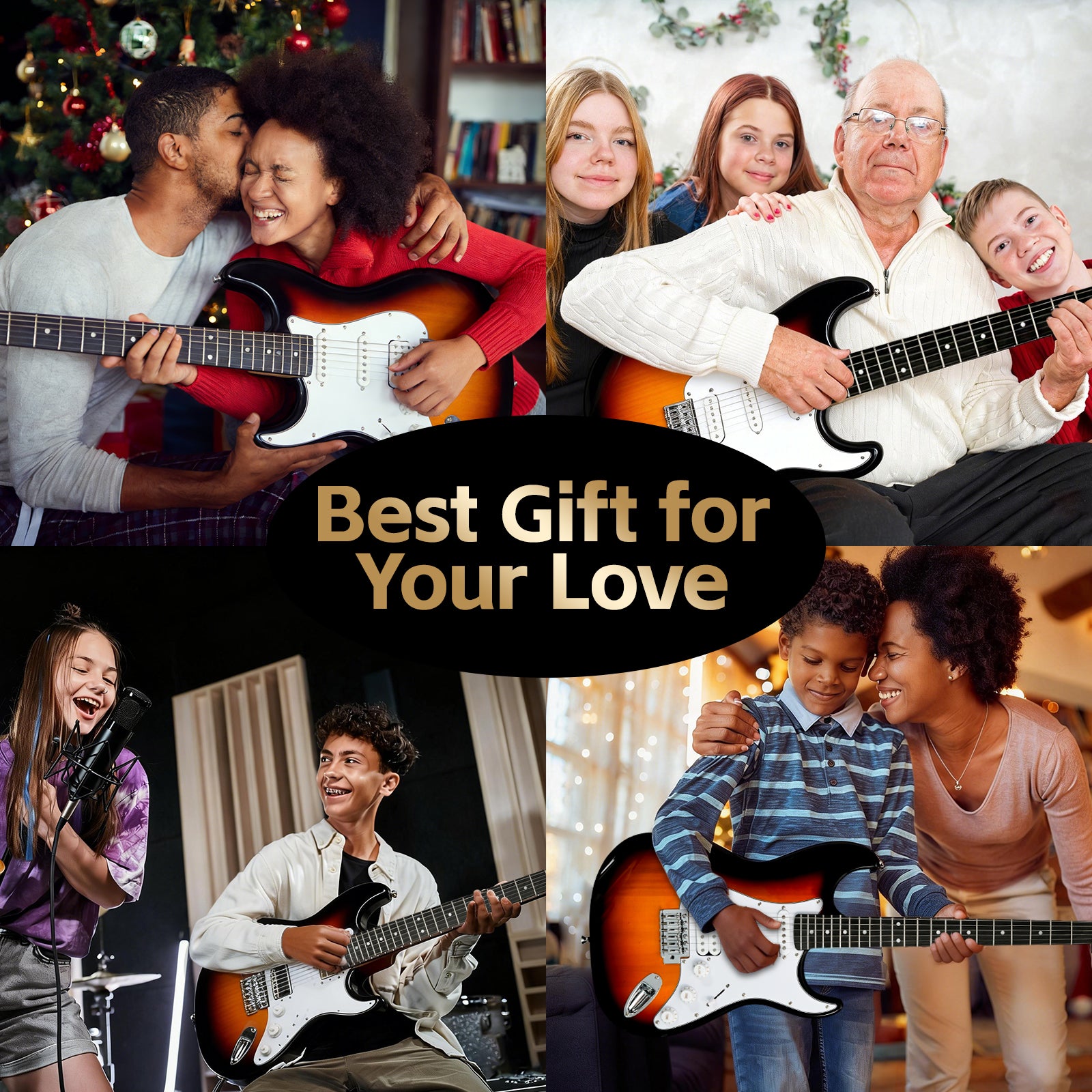 GOLDRIFF sunburst electric guitar as a holiday or birthday gift for teens, kids and families celebrating together