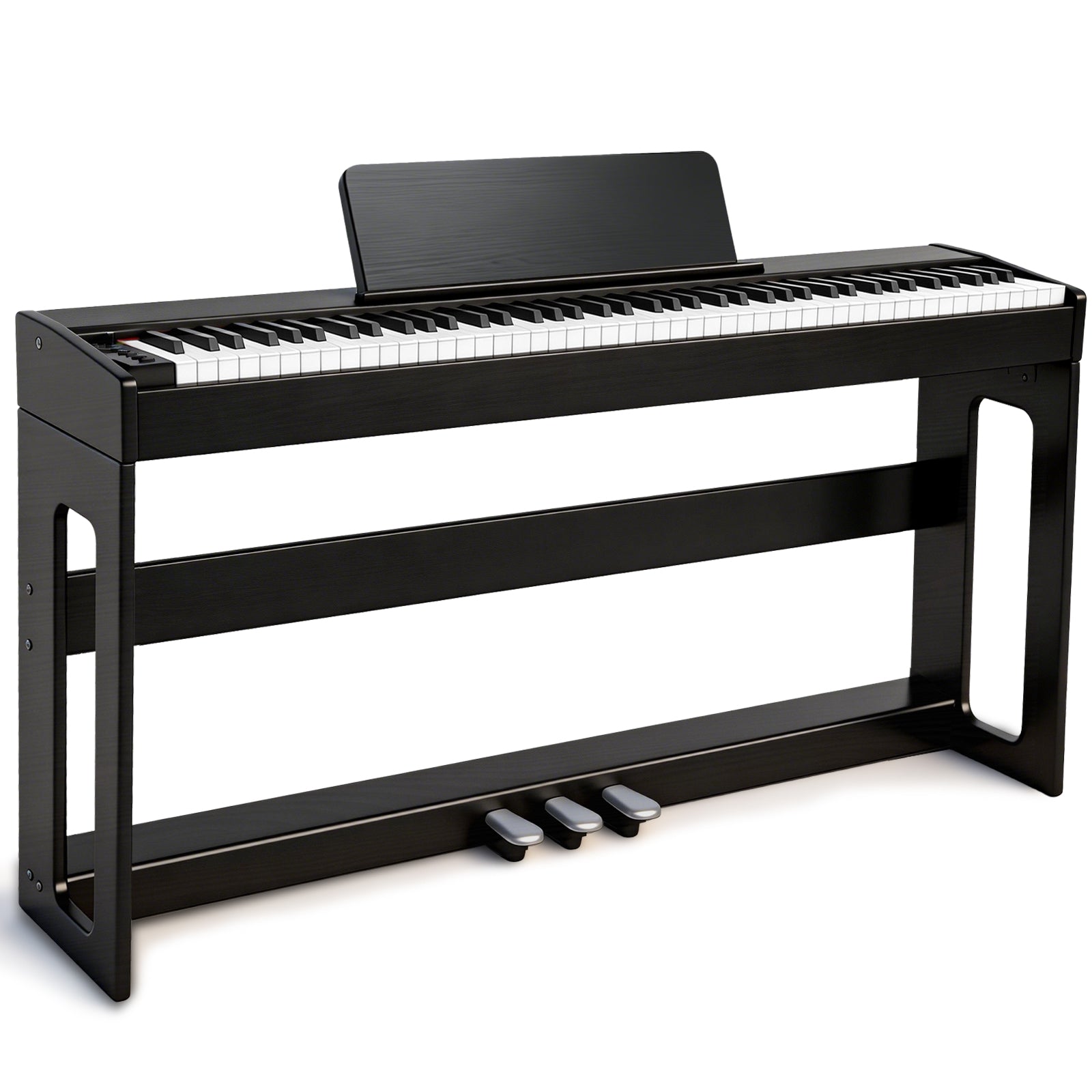 GOLDRIFF 88-key weighted digital piano with furniture stand, triple pedal unit and music rest, black full set