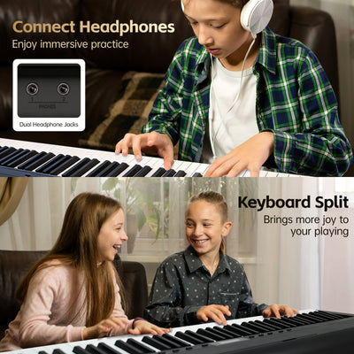 GOLDRIFF digital piano with dual headphone jacks for silent practice and keyboard split mode for two players