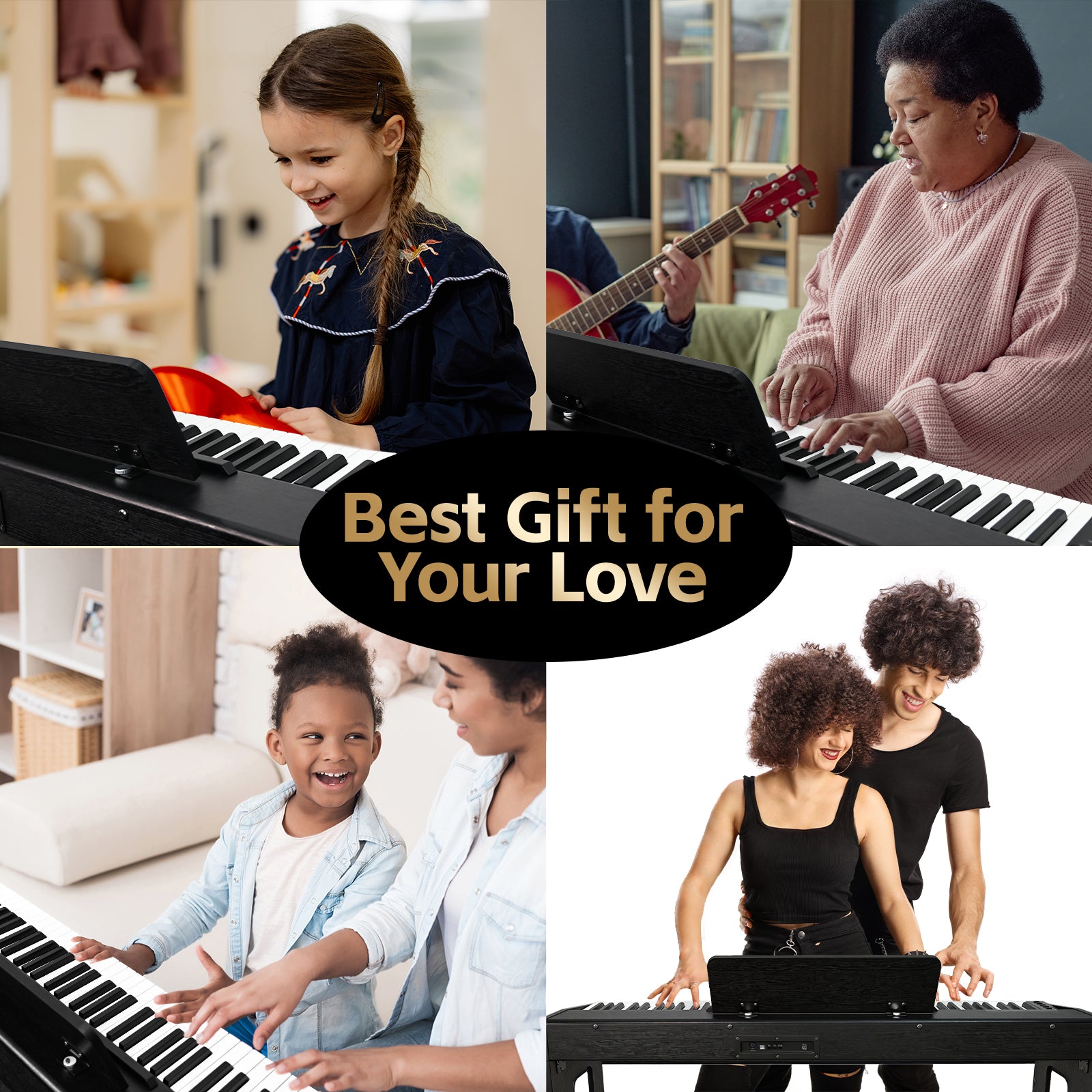 GOLDRIFF digital piano perfect gift for all ages, kids, adults and beginners enjoying home practice and duet playing