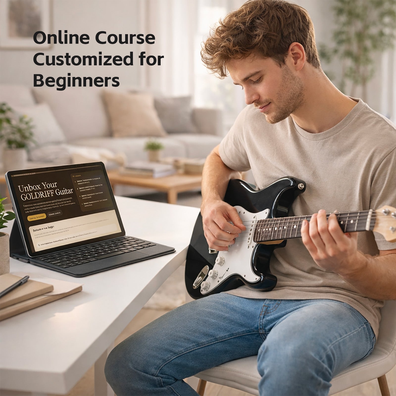 GOLDRIFF Beginner Electric Guitar Kit with 10W BT Amp - All-in-One Starter Bundle