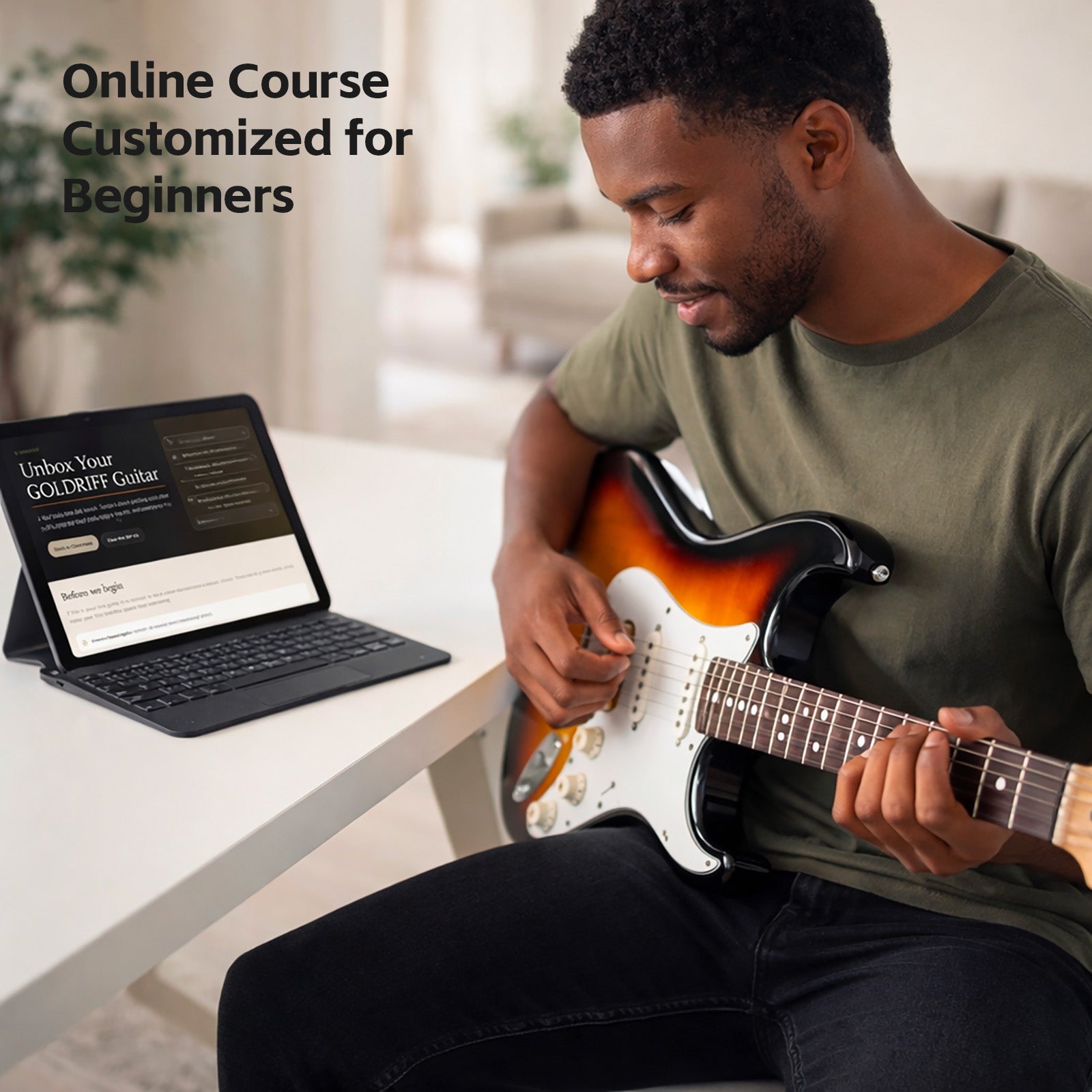 GOLDRIFF Beginner Electric Guitar Kit with 10W BT Amp - All-in-One Starter Bundle