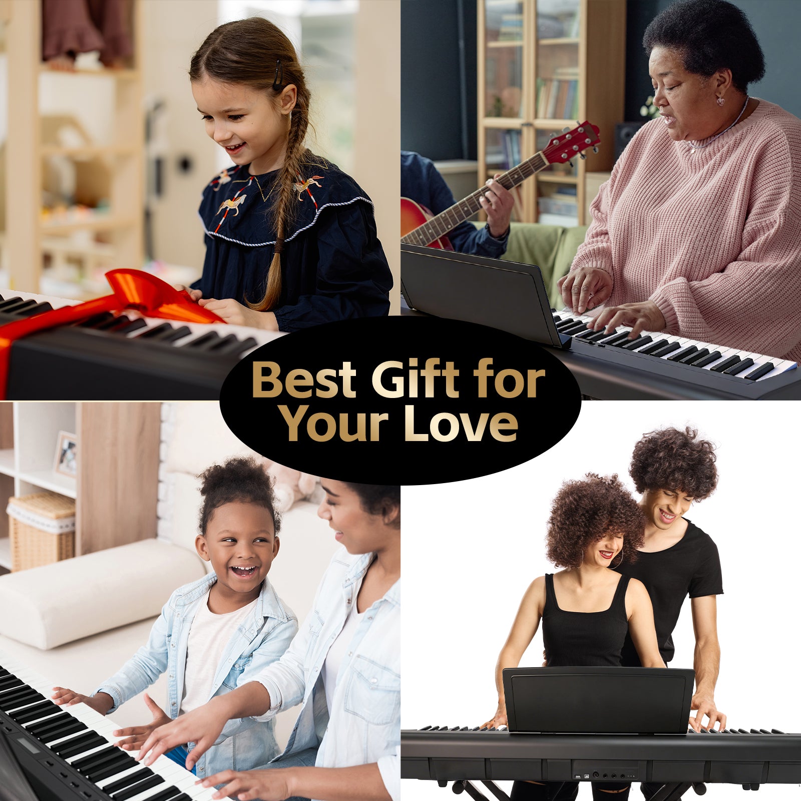 GOLDRIFF 88-key weighted keyboard piano, a thoughtful music gift for beginners of all ages from kids to adults